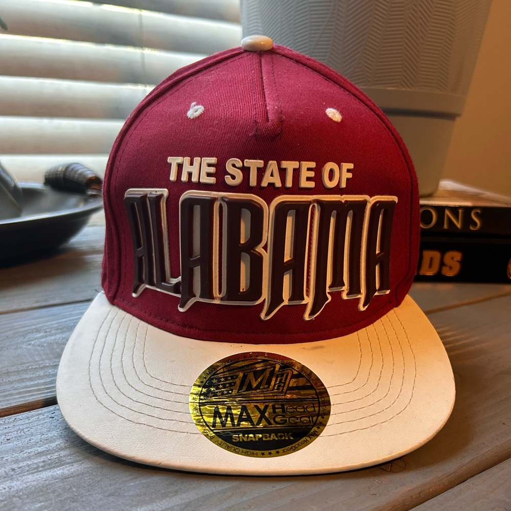 Alabama Snapback Hat in Crimson and Light Gray